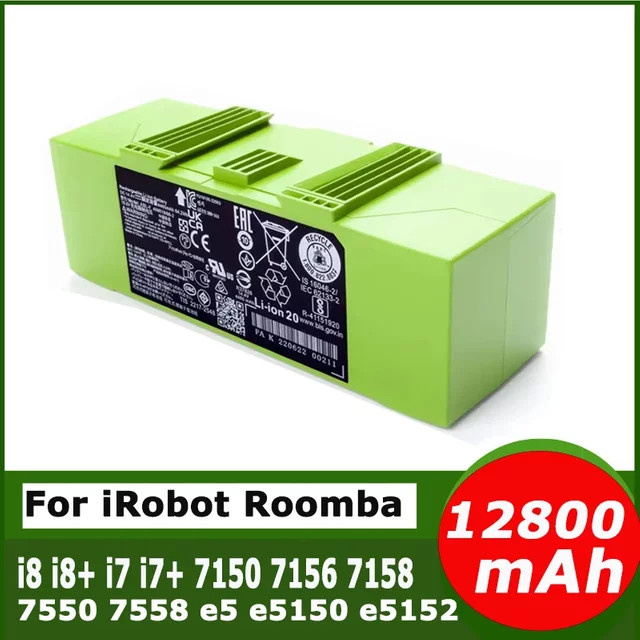 iRobot Ersatzakku für Roomba i7, e und i Serie, 14,4V 12800mAh, Li-Ion Pack, Farbe: Grün - Bild 1