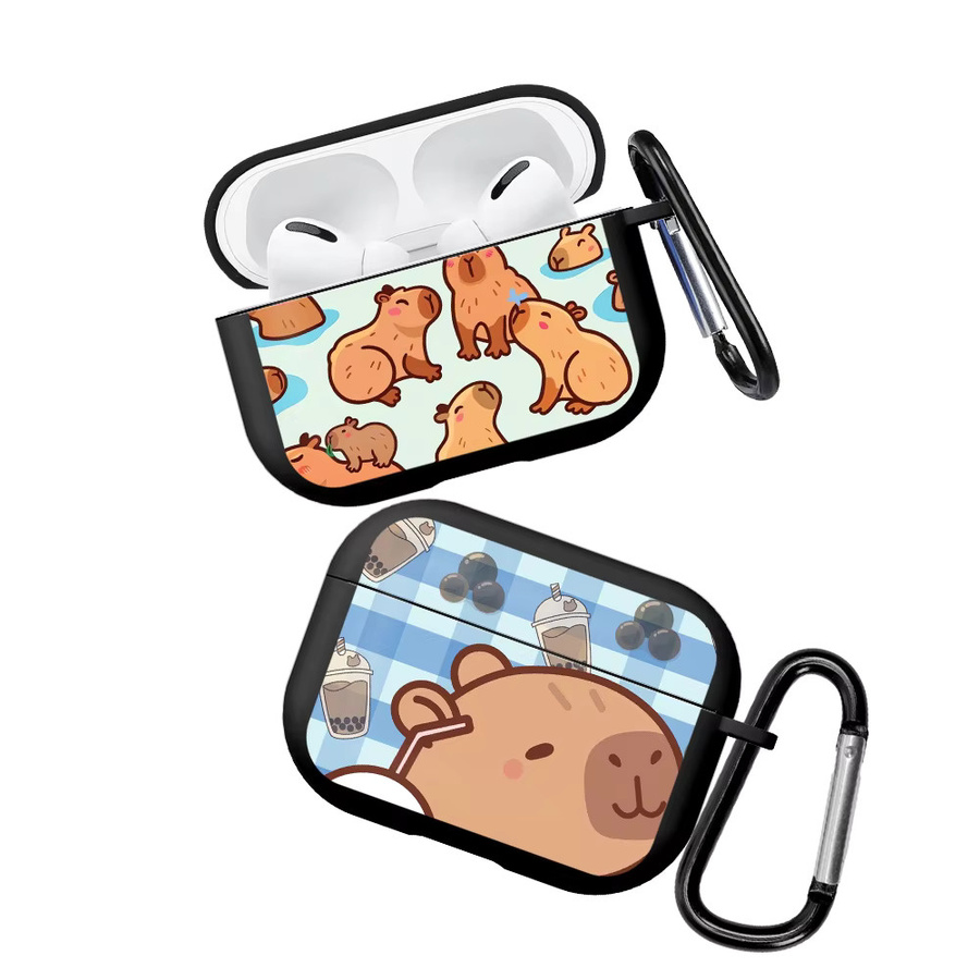 Niedliche Capybara Kopfhörerhülle Schutzhülle für Apple AirPods 4, 1, Pro, 2, 3 und Pro 2 in Multicolour - Bild 2