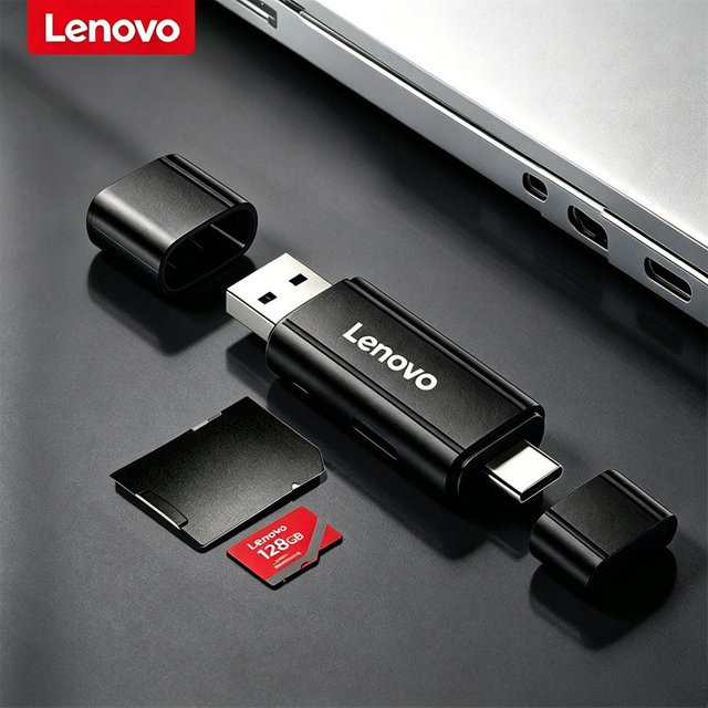 Lenovo 4-in-1 USB 3.0 und USB-C Kartenleser-Adapter für SD- und Micro SD TF-Karten für PC, Laptop und Smartphone - Bild 1