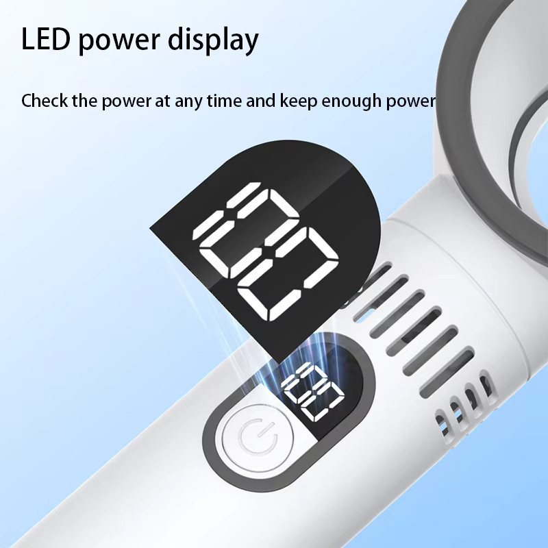 Lenovo Mini Handventilator Grau mit LED-Anzeige und 100-stufiger Geschwindigkeitssteuerung, wiederaufladbarer tragbarer Ventilator für unterwegs - Bild 2