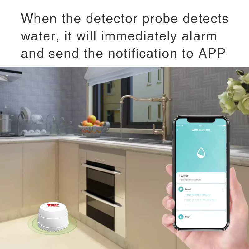 Tuya ZigBee Wasserleck-Detektor und Hochwassersensor zur Fernüberwachung via Smart Life App in Weiß - Bild 2