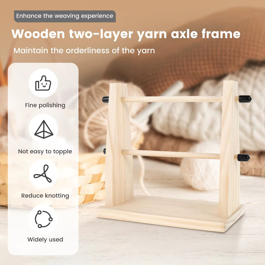NOTIONSLAND Garnhalter aus Holz für Häkeln und Stricken, Doppel-Garnballenhalter in Beige - Bild 2