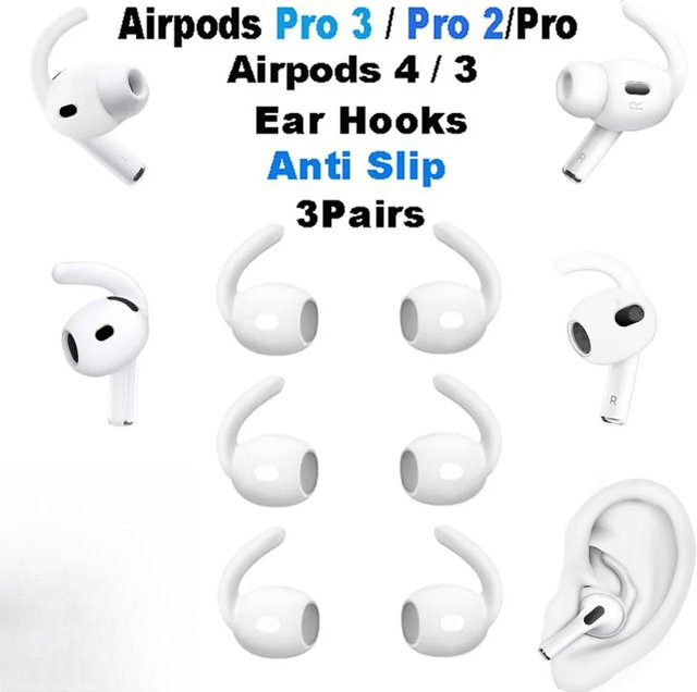 Silikon Ohrbügel-Aufsätze für Apple AirPods Pro 2, AirPods 4 und 3. Generation als rutschfeste In-Ear Ohrpolster-Abdeckungen in Schwarz oder Weiß - Bild 1
