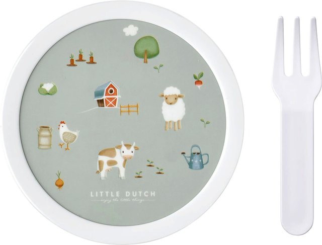 Mepal X Little Dutch Campus Fruchtbox Green mit Besteck, auslaufsicher und mikrowellengeeignet, 0,3 l - Bild 1