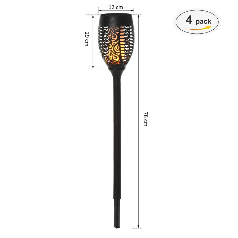 Outsunny Solarleuchten 4er-Set Schwarz aus Kunststoff mit LED und Erdspieß für Garten Balkon und Terrasse, Höhe: 72 cm, Durchmesser: 12 cm - Bild 3