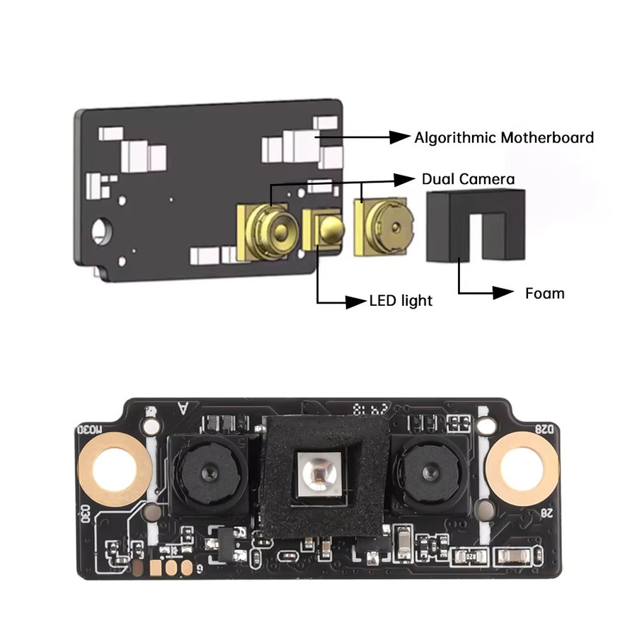Gaqqee FM225 KI-Intelligenz Gesichtserkennungsmodul mit 3D IR Infrarot-Binokularkamera und Lebendigkeitserkennung in Schwarz - Bild 4