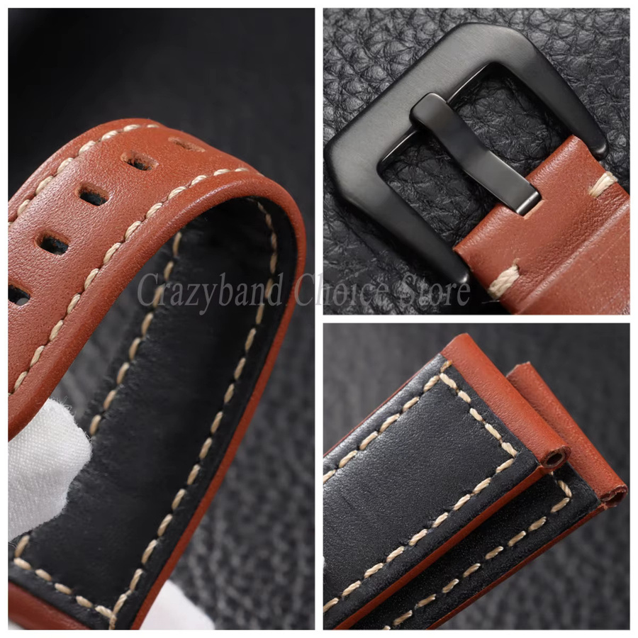 crazyband Uhrenarmband Rindsleder, Braun, Schwarz, Unisex - Bild 2