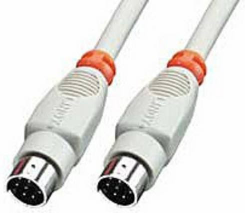 LINDY Seriell Anschlusskabel mit 1x Mini-DIN-Stecker auf 1x Mini-DIN-Stecker in Grau, Länge: 2,00 m - Bild 1