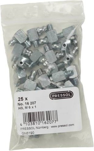 Pressol Kegelschmiernippel H3-90°, M 6 x 1, verzinkt, Silber, 25 Stück - Bild 1