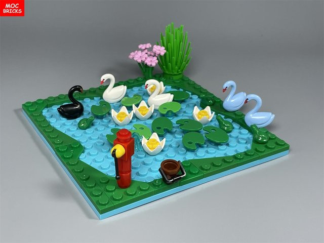 MOC Steine Lotus-Teich Tiere, Bausteine Spielzeug, ab 6 Jahren - Bild 1