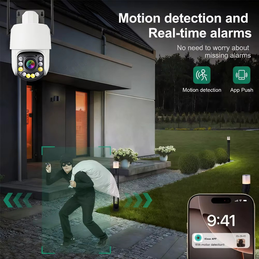 Jaxcam PTZ Sicherheitskamera für Außenbereich mit 2K 5MP Dual-Objektiv, 50X optischem Zoom und Bewegungserkennung, Weiß, Wi-Fi, ICSEE App - Bild 2