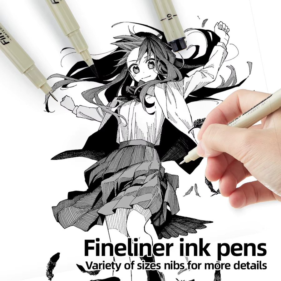 12er-Set schwarze Fineliner Mikrostifte zum Skizzieren und für technisches Zeichnen - Bild 2