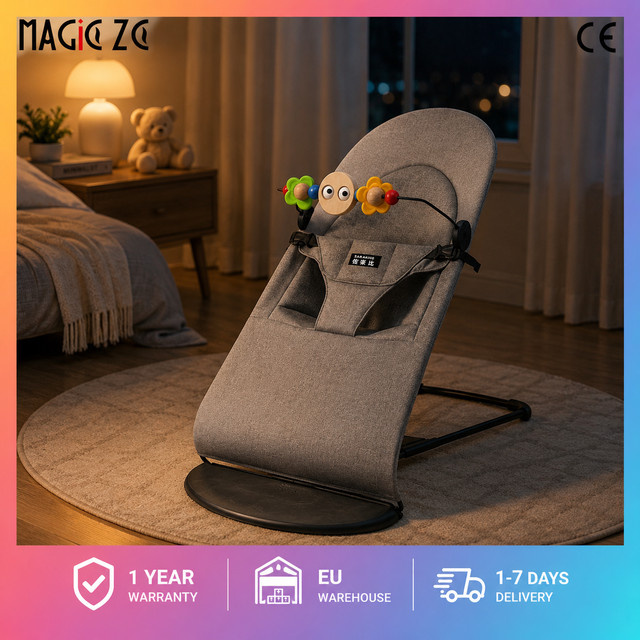 Magic ZC Babywippe in Weiß mit Spielzeugstange und 4 verstellbaren Ebenen für Neugeborene - Bild 1