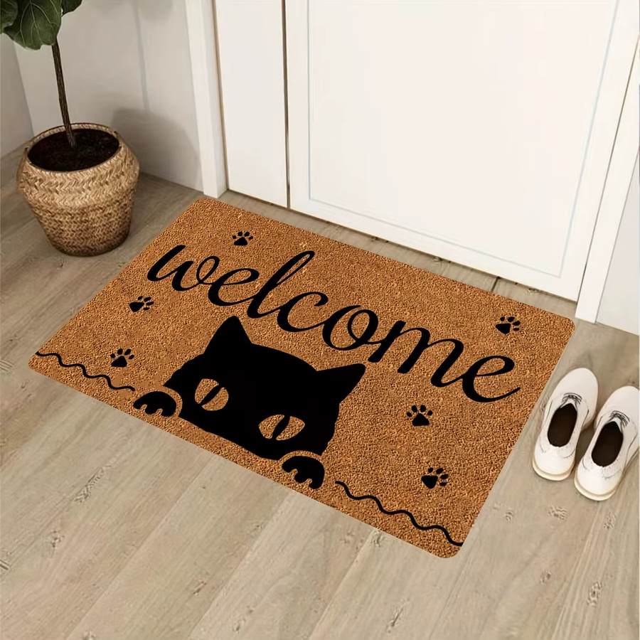 VIKAMA Willkommen Katzen-Badezimmerteppich, rutschfeste und maschinenwaschbare Fußmatte für Innen und Außen, B/T: 60 x 40 cm - Bild 3
