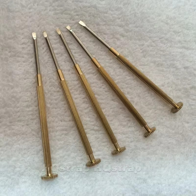 HQstrap 6-teiliges Schraubendreher-Set in Gold für die Uhrenreparatur mit Schlitzklingen der Größen 0,8 mm, 1,0 mm, 1,2 mm, 1,6 mm und 1,8 mm - Bild 2