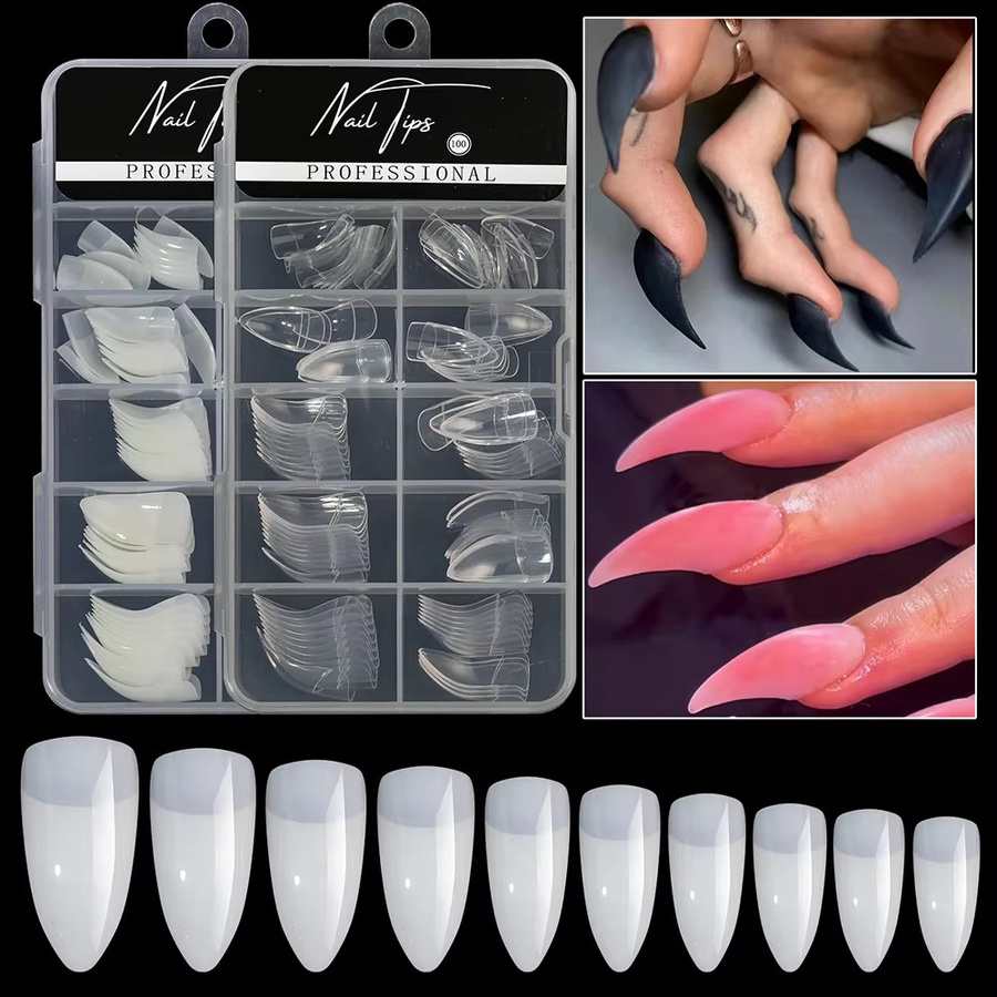 naildazzling Nagelspitzen gebogen, weiß/klar, 100 Stück - Bild 3