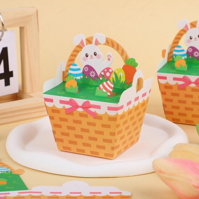 Ostern Papier Candy Boxen mit Cartoon Hase Motiv als Geschenkverpackung für Kinder und Baby Shower Partys, Mehrfarbig - Bild 1