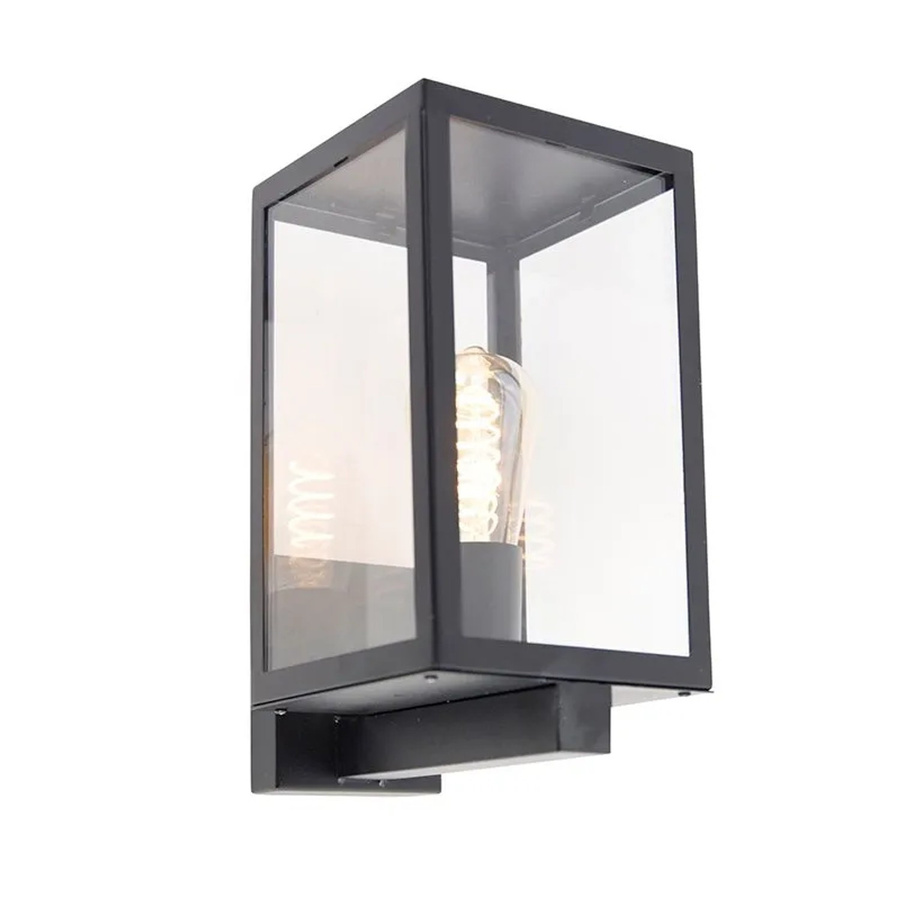 QAZQA Moderne Rechteckige Außenwandleuchte Rotterdam in Schwarz mit Glas, IP44, E27, B/H/T: 30,0 x 60,0 x 21,0 cm - Bild 2