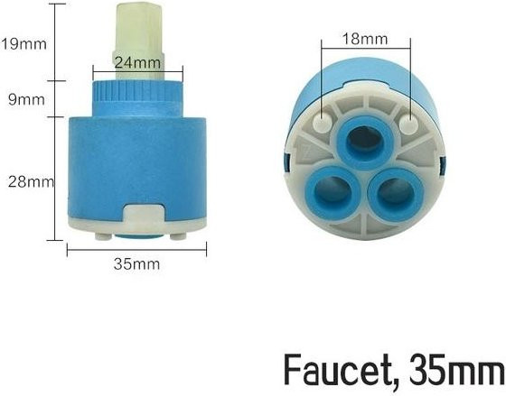 Binchi Ersatzarmatur mit Keramikventilkern für Badezimmer und Waschbecken in Blau - Bild 1