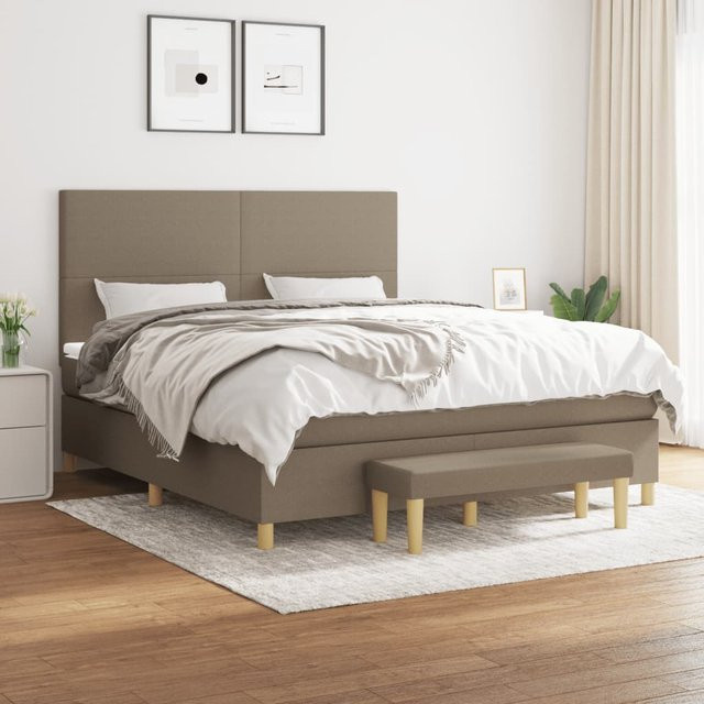 vidaXL Boxspringbett mit Matratze in Taupe, Hybrid-Design mit Taschenfederkern, B/T: 180 x 200 cm - Bild 2