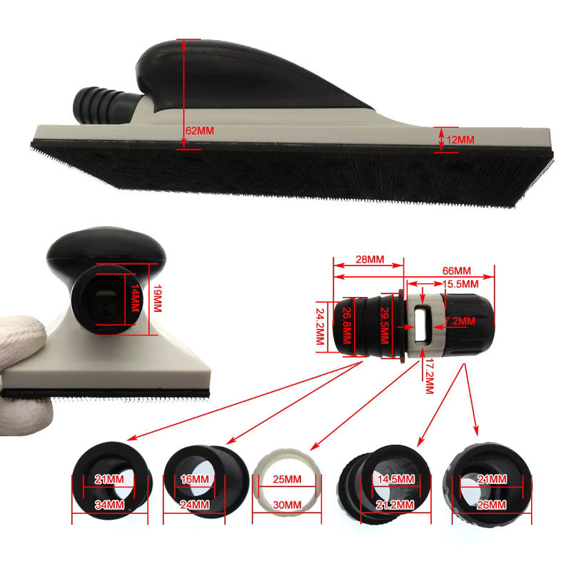 Vibratite Staubfreier Vakuum Schleifblock für Holz und Autoreparatur, Schleifschwamm Pad, Maße: Breite: 125 mm, Tiefe: 200 mm, Höhe: 40 mm - Bild 2