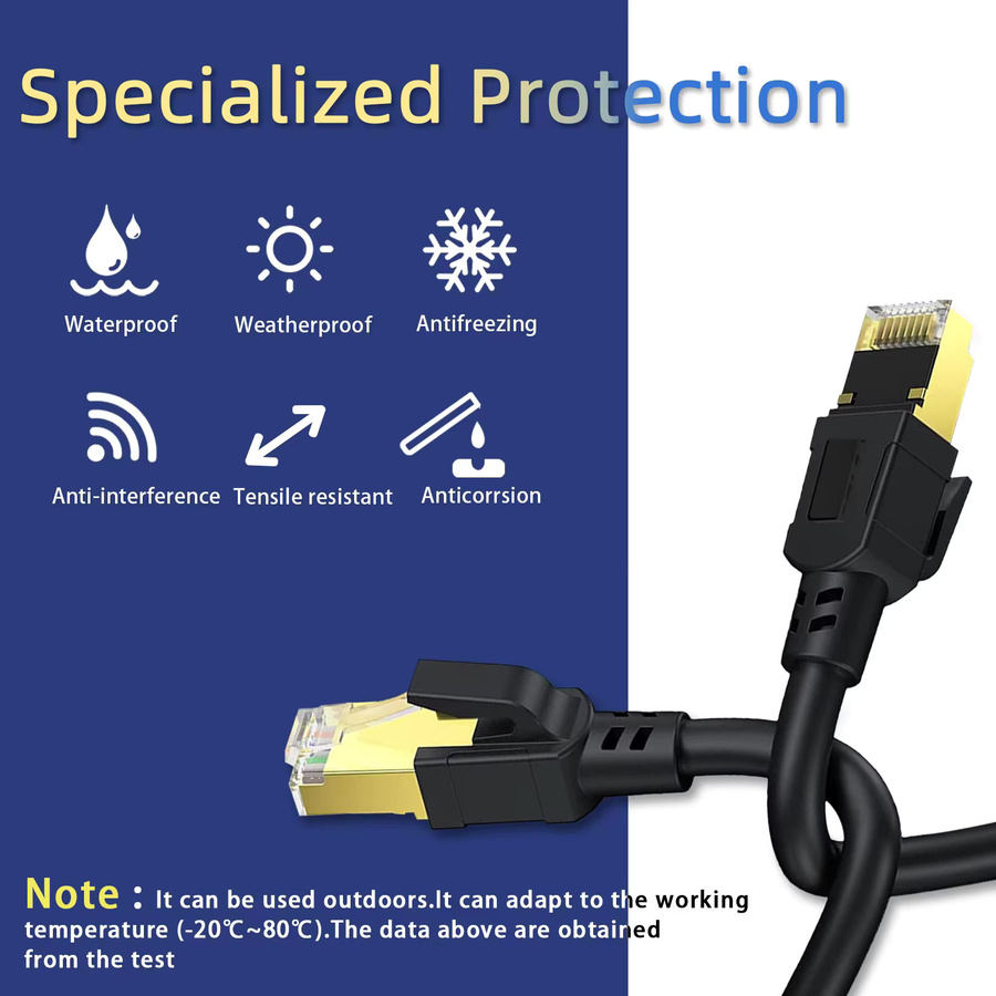 Cat 8 Ethernet LAN Patchkabel mit RJ45 Stecker, 40 Gbit/s und 2000 MHz, SFTP Netzwerk-Kabel in Schwarz - Bild 6