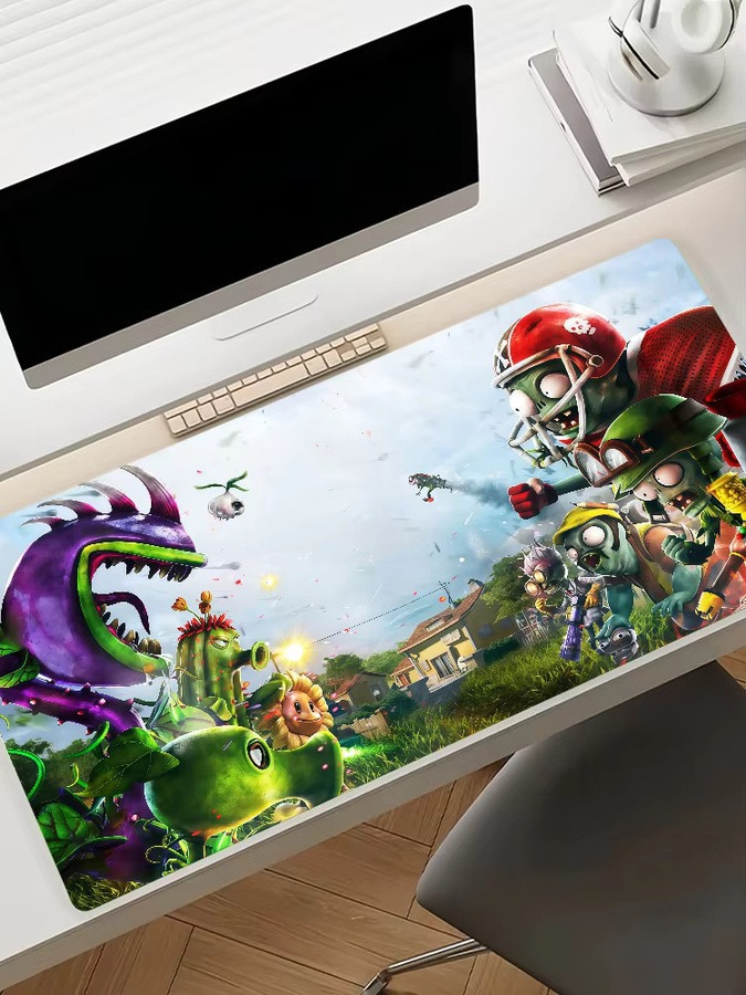 Cartoon Plants vs Zombies Mauspad in Multicolour, rutschfeste Schreibtischunterlage aus Gummi für Gamer und Büro - Bild 7