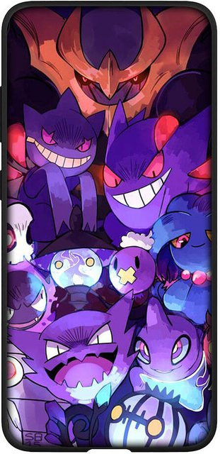 TAKARA TOMY Pokemon Handyhülle mit Pikachu und Gengar für iPhone, Xiaomi und Poco Modelle in Schwarz oder Lila - Bild 1