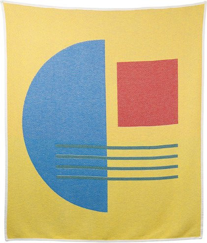 Bauhaus-Baumwolldecke Halbkreis von Zig Zag Zürich in Gelb und Multicolour, Jacquard-Webung, B: 160 cm, T: 140 cm - Bild 1