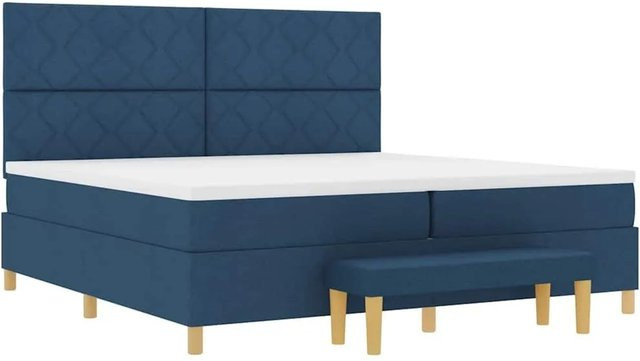 vidaXL Boxspringbett mit Matratze und Kopfteil in Blau, B/T/H: 200 x 200 x 280 cm - Bild 1