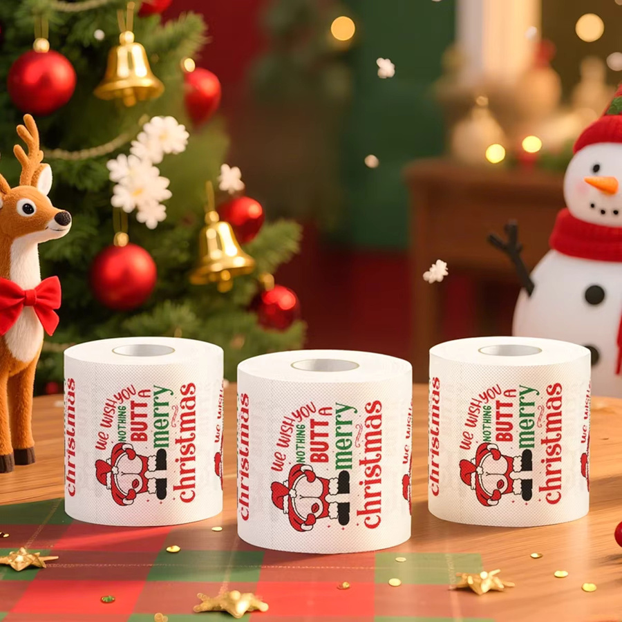 Dekorative Toilettenpapierrollen für Weihnachten und das neue Jahr 2026 in Weiß - Bild 2