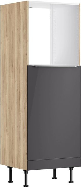 Optifit Küchen-Mittelschrank Linus984 für Backöfen und Kühlschränke, Breite: 60 cm, Anthrazit-Wildeiche - Bild 1