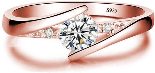 JUNXIN Verlobungsring Vintage, Zirkonia, Goldfarbe, Damen