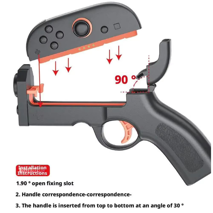 Shooter Gunstock Hand Grip Set für Nintendo Switch, 1 Paar (Links und Rechts), Schwarz - Bild 3