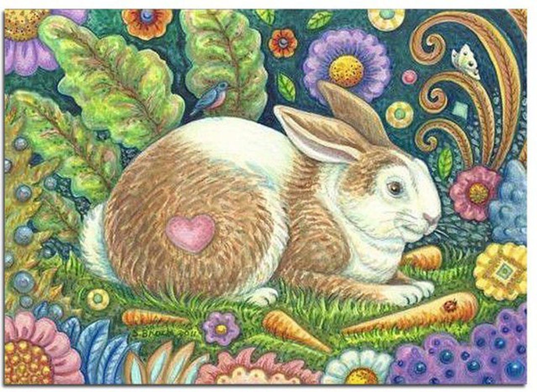 FIYO Diamond Painting Set 5D DIY Rundes Kaninchen Motiv Mehrfarbig B: 30 cm x H: 20 cm - Bild 1