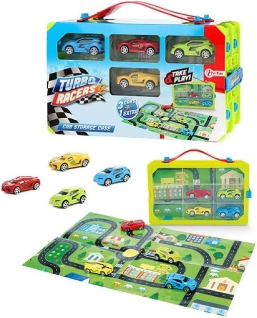 Toi-Toys Turbo Racers Sammelkoffer, 4 Rallye Autos, Fahrzeuge - Bild 1