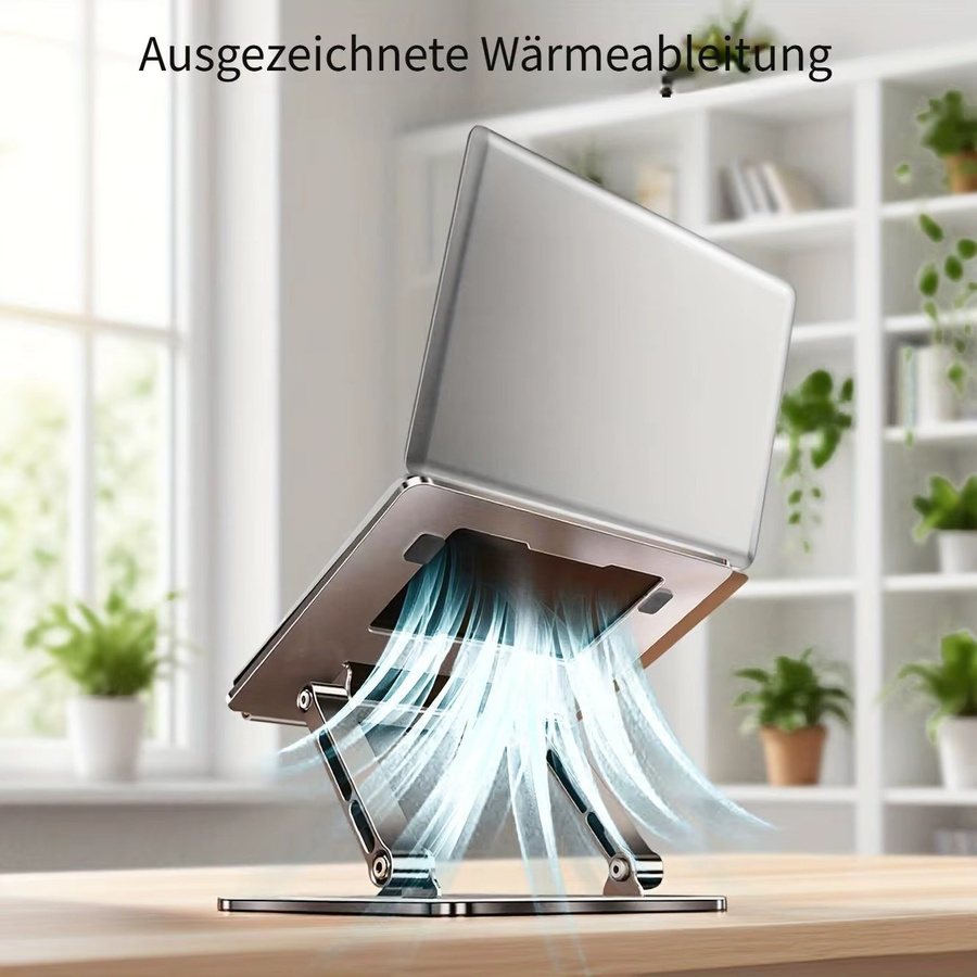 Laptop Stand Silver 360 Grad drehbar und höhenverstellbar, ergonomischer Notebook Holder für bis zu 18 Zoll Laptops und MacBook, Desktop Bracket für Gaming und Office - Bild 3