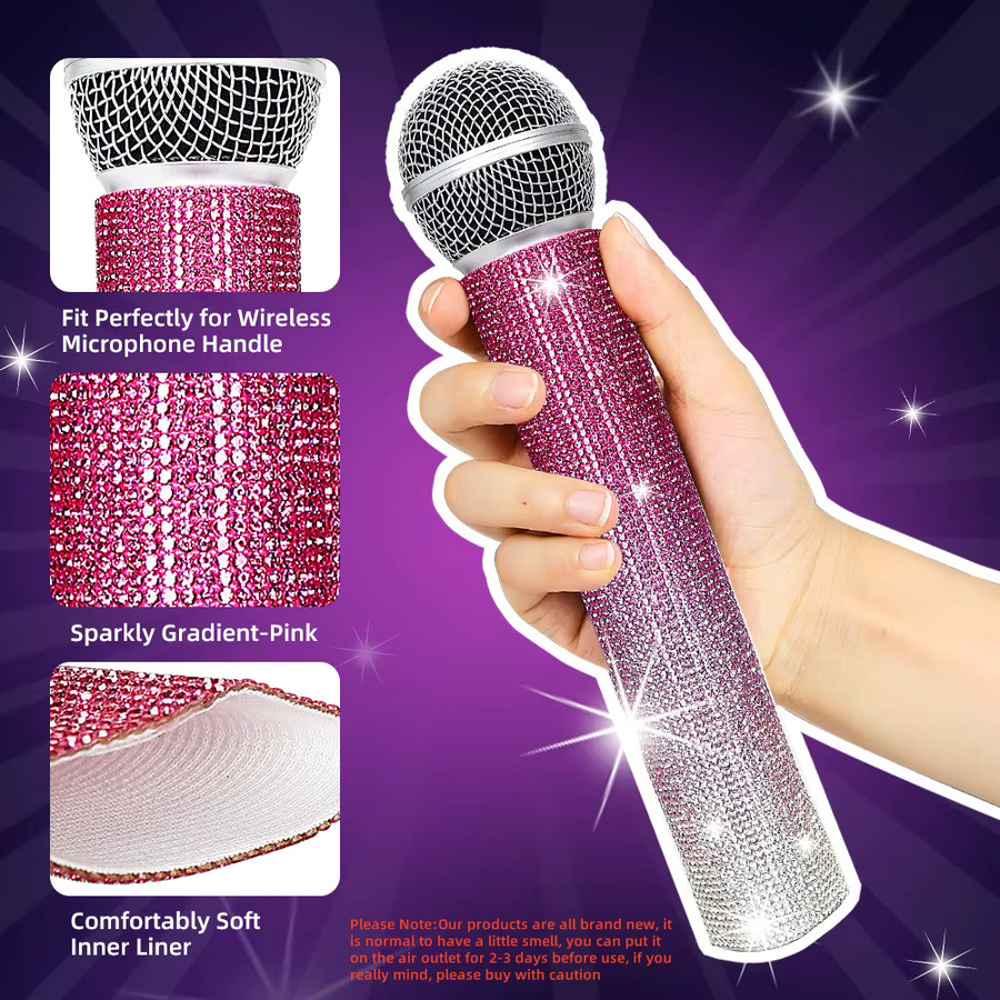 MovingMic Mikrofonhülle mit buntem Farbverlauf und Strasssteinen in Pink und Multicolour - Bild 2