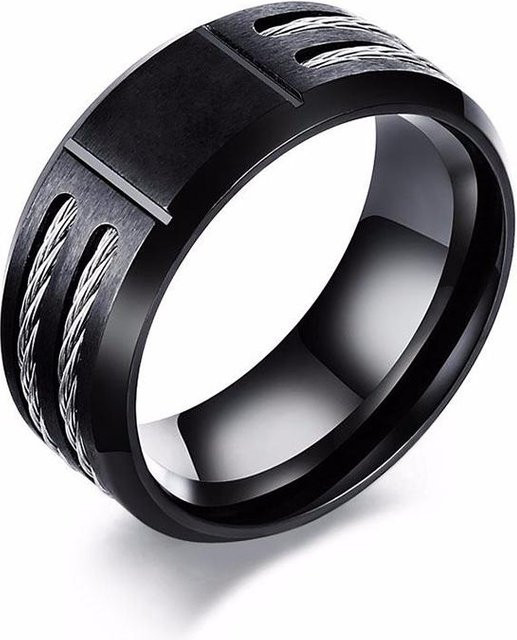 Vnox Ring Edelstahl, Schwarz, Herren - Bild 1
