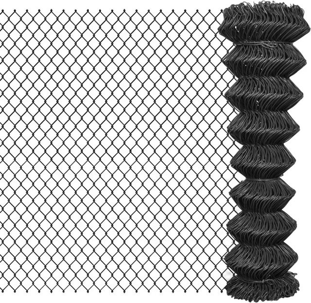 vidaXL Maschendrahtzaun aus Stahl in Grau, PVC-beschichtet, B: 25 m, H: 1,5 m - Bild 1