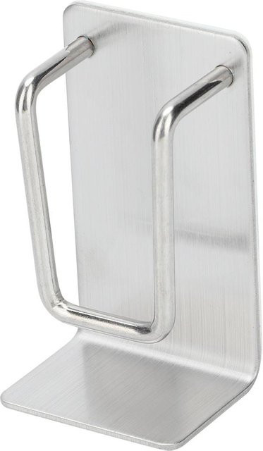 TOMTOP JMS Waschbecken-Ablage mit Haken zur Wandmontage, Edelstahl, Weiß/Silber - Bild 1