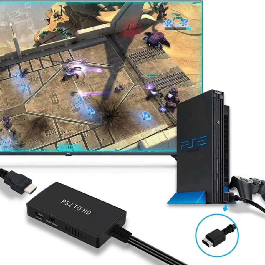GRWIBEOU PS2 zu HDMI Konverter in Schwarz für Retro-Gaming, unterstützt 1080P Audio Video Adapter für alle PS2 Anzeigemodi - Bild 5