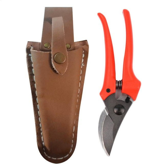 Tragbare Werkzeugtasche aus Leder in Braun für Scheren und Gartenwerkzeug mit Schnalle - Bild 1