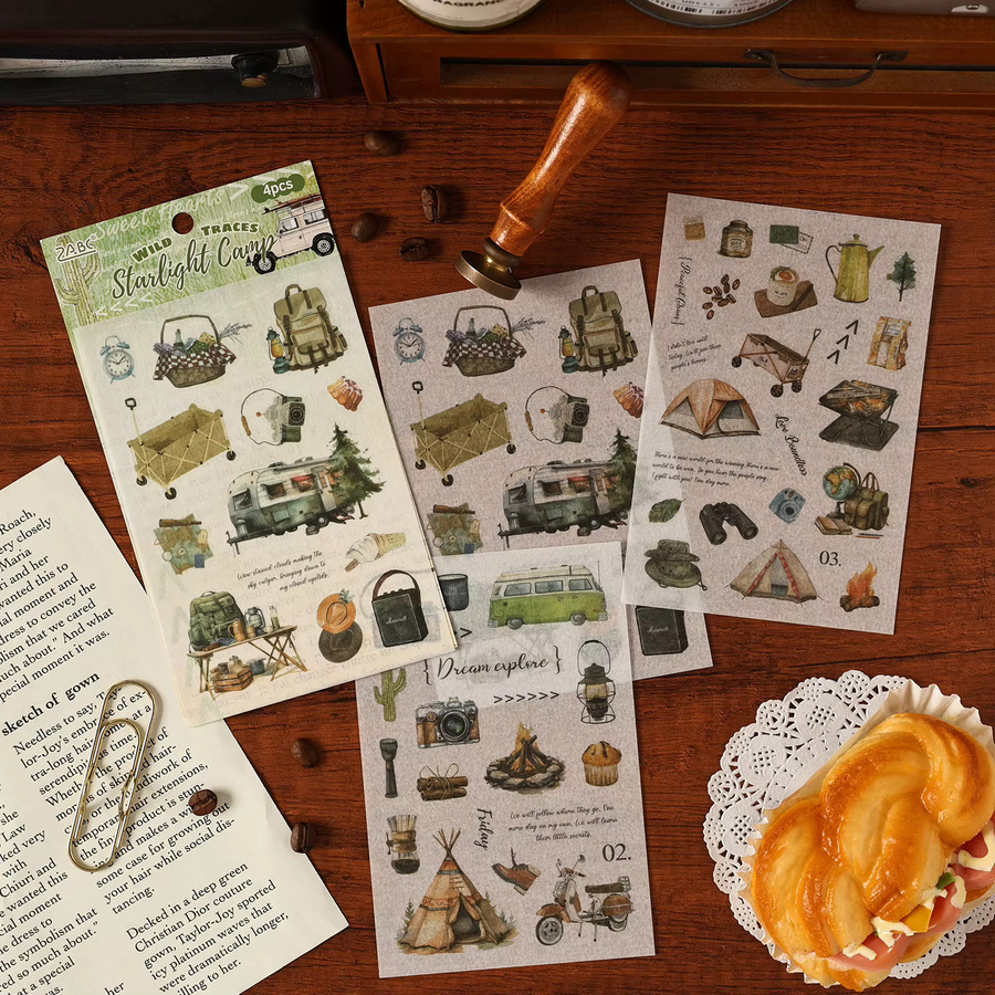 Hobbisland Vintage Camping Aufkleber mit Lebensmittelthema in Multicolour für Scrapbooking und DIY-Projekte - Bild 4