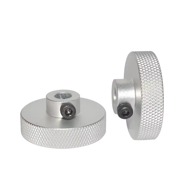 CNC Nema17 Handrad aus Aluminium für Schrittmotoren in Silber mit Bohrungsgrößen 5mm, 6,35mm, 8mm oder 14mm - Bild 1