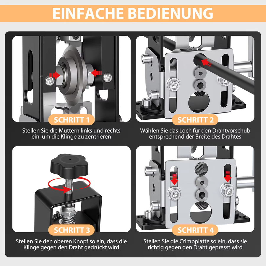 Manuelle Kabelabisoliermaschine 2-25mm in Schwarz für Handkurbel oder Bohrmaschinenantrieb - Bild 6