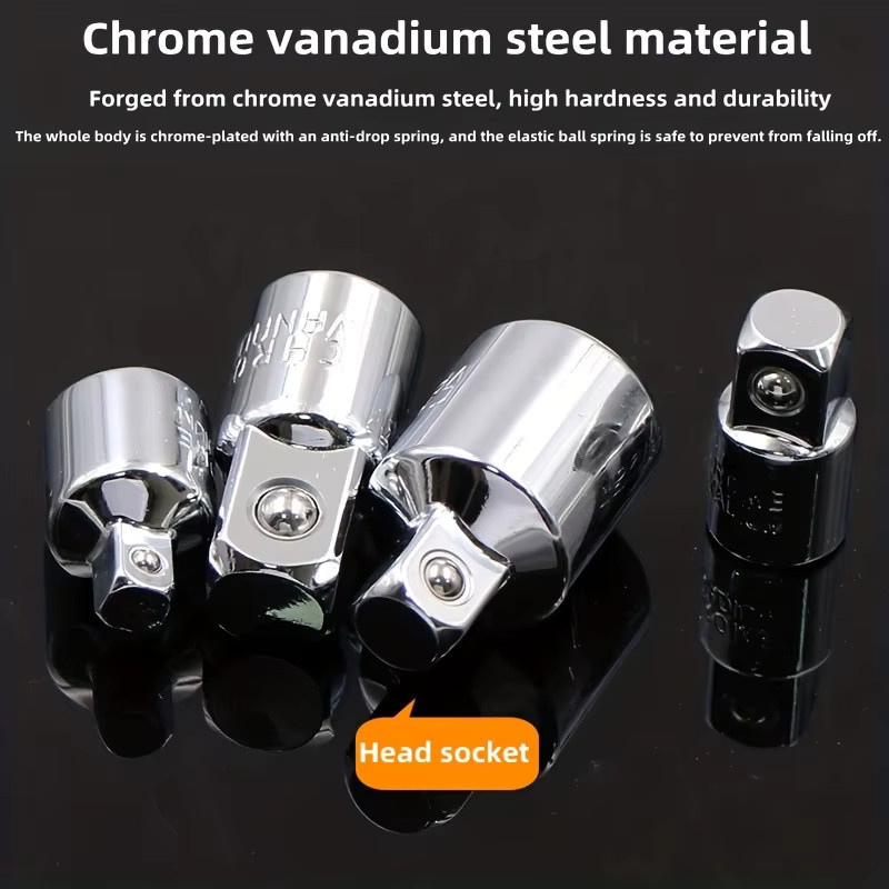 ASDTODW Ratschenschlüssel Stecknuss Konverter Set aus Edelstahl, 6 Stück, Farbe Silber, Adapter 1/2 Zoll auf 3/8 Zoll und 1/4 Zoll sowie 1/4 Zoll auf 1/2 Zoll und 3/8 Zoll - Bild 2