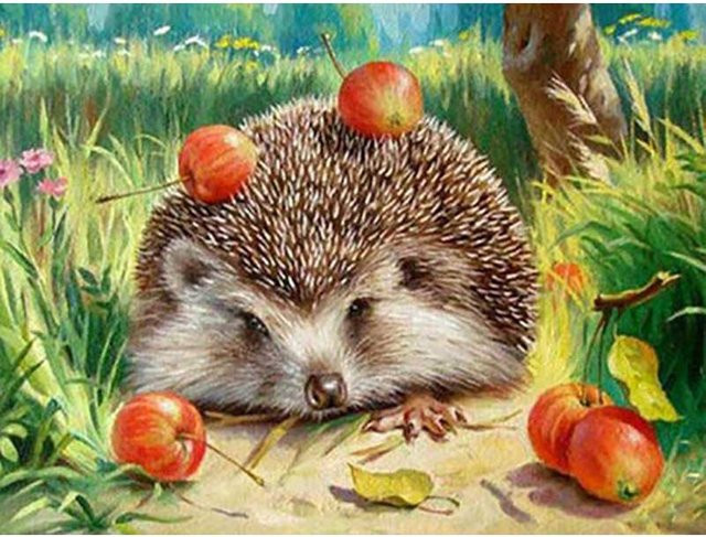 FIYO 5D Diamantmalerei Igel als Kreuzstich-Stickerei in Multicolour, B/H: 20 x 30 cm - Bild 1