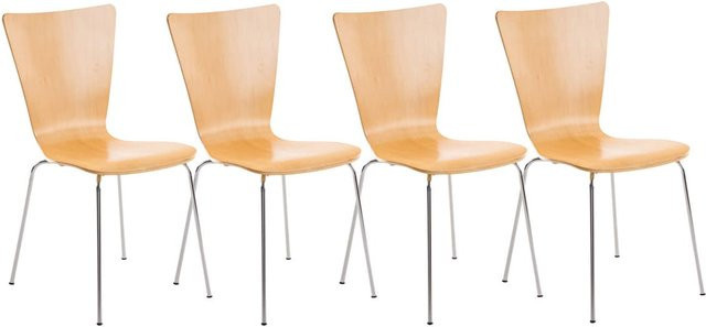 CLP 4er-Set Stapelstühle Aaron mit Holzsitz und Metallgestell in Braun - Bild 1