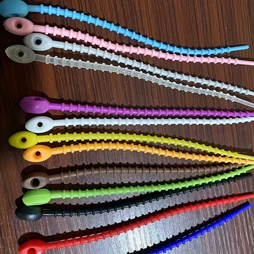 Wiederverwendbarer Silikon-Kabel-Organizer in Multicolour für dein Kabelmanagement mit Kabelbindern, Reißverschlusstaschen und gedrehten Bändern - Bild 3